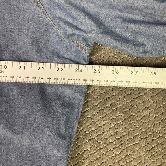 Wrangler Pearl Snap Chambray Shirt Men's XL Blue Denim Chore Western - Picture 11 of 15